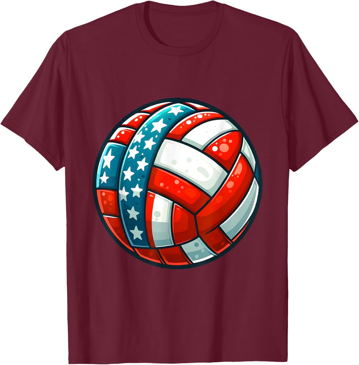 Volleyball Support Team Flag USA Beach American Women Kids T-Shirt - T-Shirt | Maroon