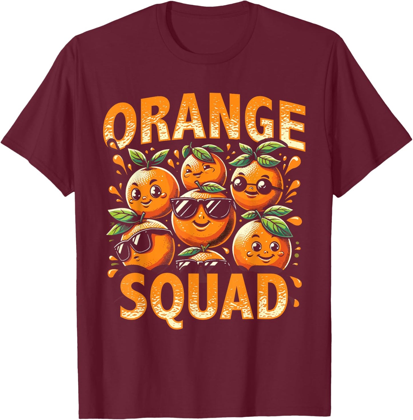 Summer Citrus Fruit Orange Squad T-Shirt - T-Shirt | Maroon