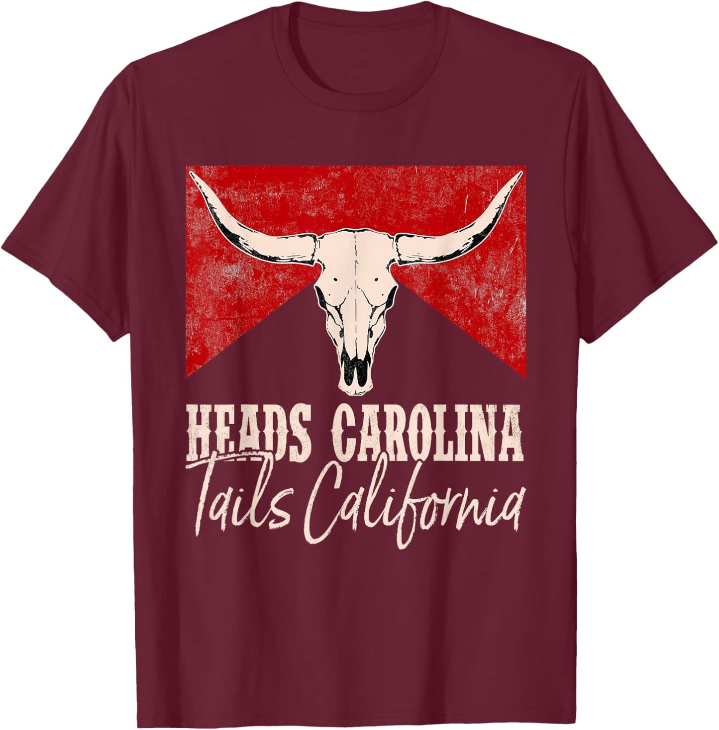 Heads Carolina Tails California Western 90's Style Costume T-Shirt - T-Shirt | Maroon