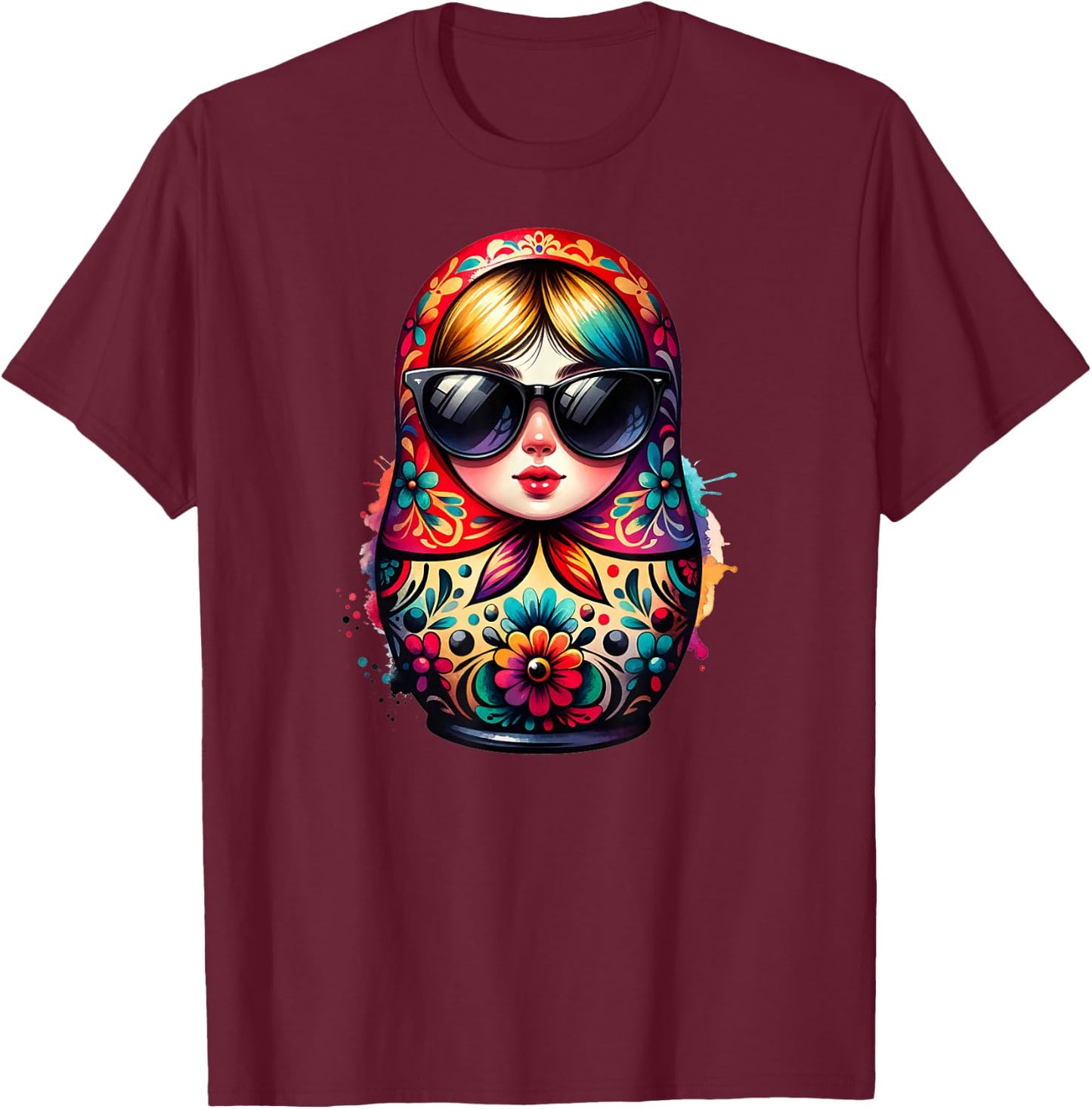 Russian Girl Matreshka Russia Russians Matryoshka T-Shirt - T-Shirt | Maroon