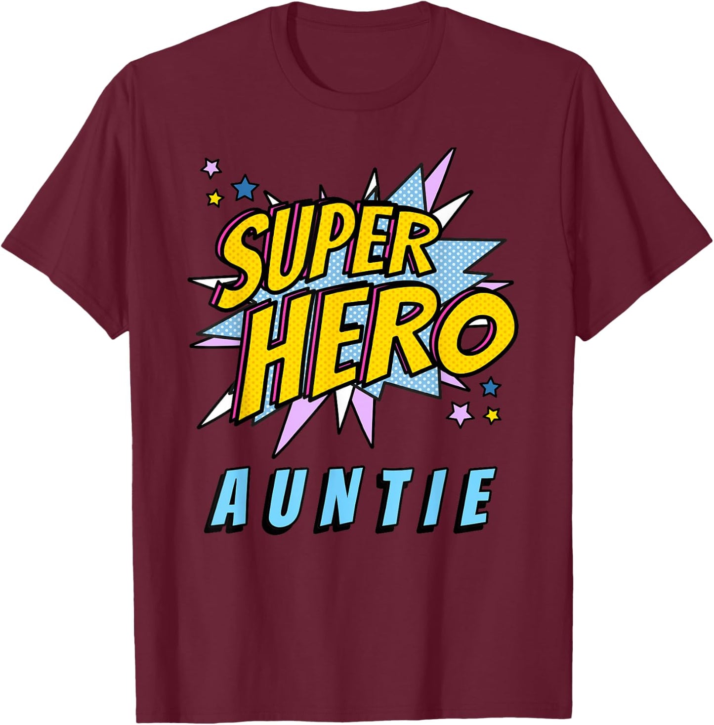 Pop Art Aunt Gifts & Super Hero Auntie T-Shirt - T-Shirt | Maroon
