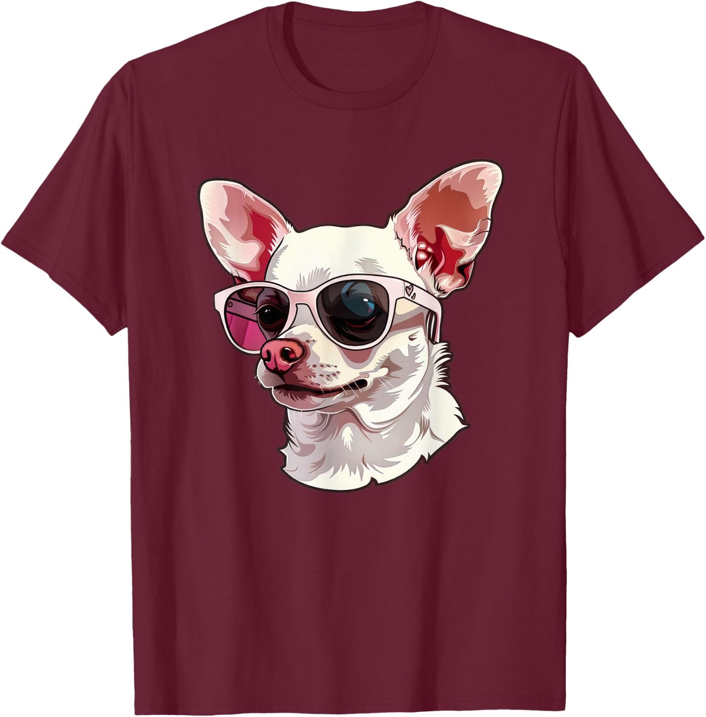 Cute Chihuahua Dog Sunglasses Men Women Kids T-Shirt - T-Shirt | Maroon