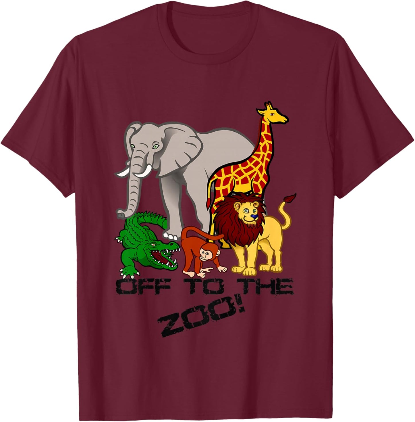 Off To The Zoo Animal Boys Girls Child Trip Vacation T-Shirt - T-Shirt | Maroon