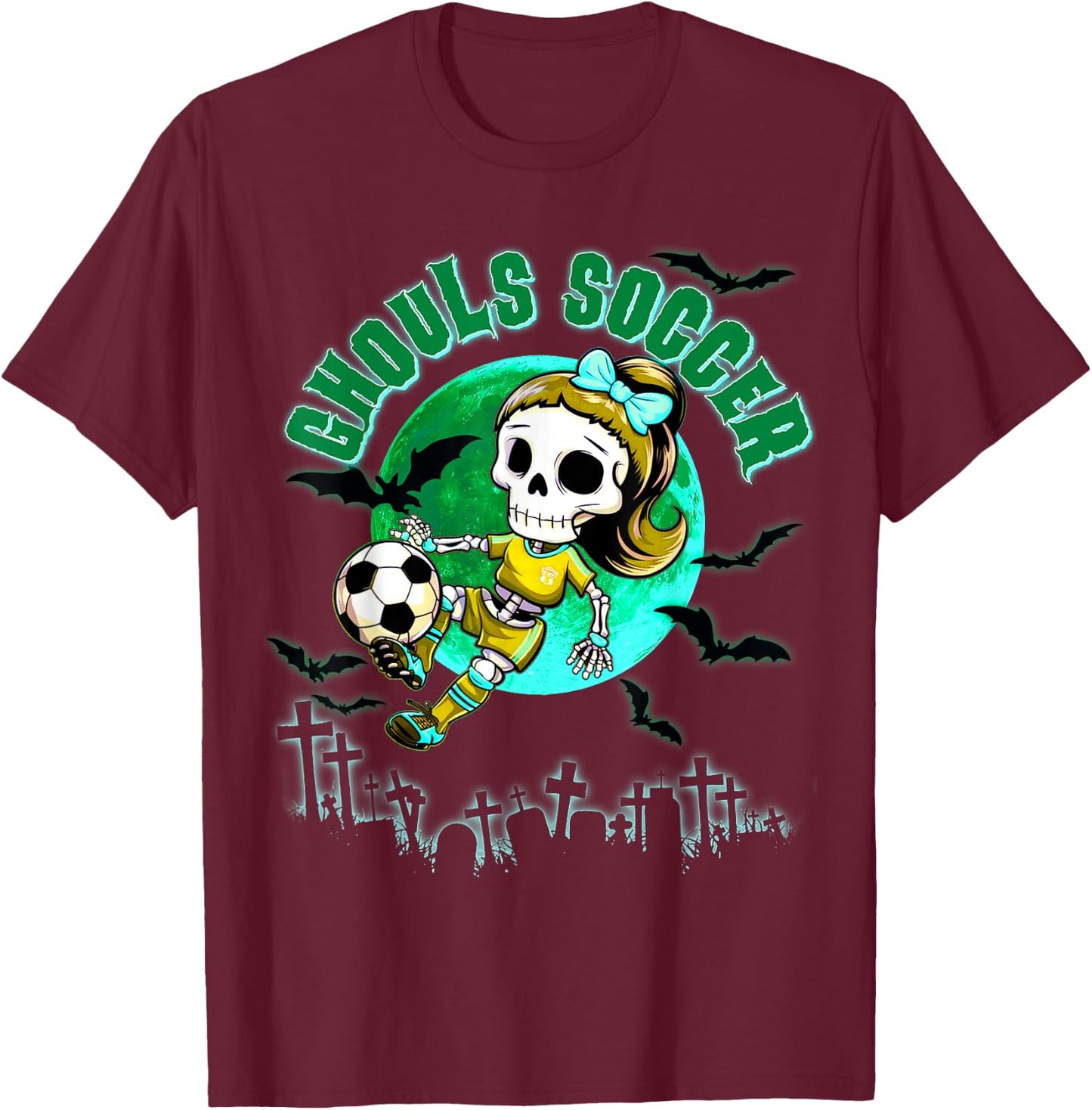 Soccer Ghoul Halloween for Girls & Teens October Spooky T-Shirt - T-Shirt | Maroon