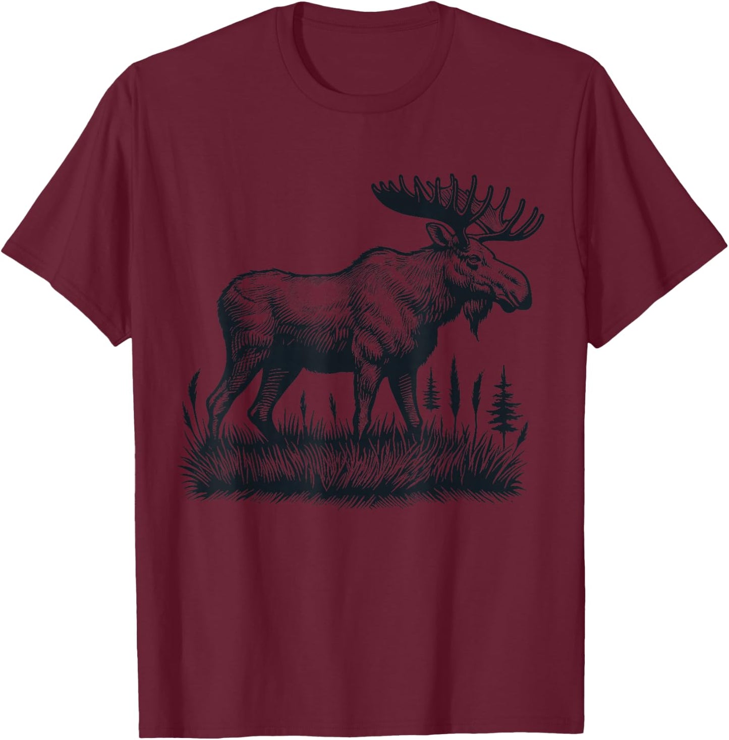 Moose Vintage Animal Moose T-Shirt - T-Shirt | Maroon