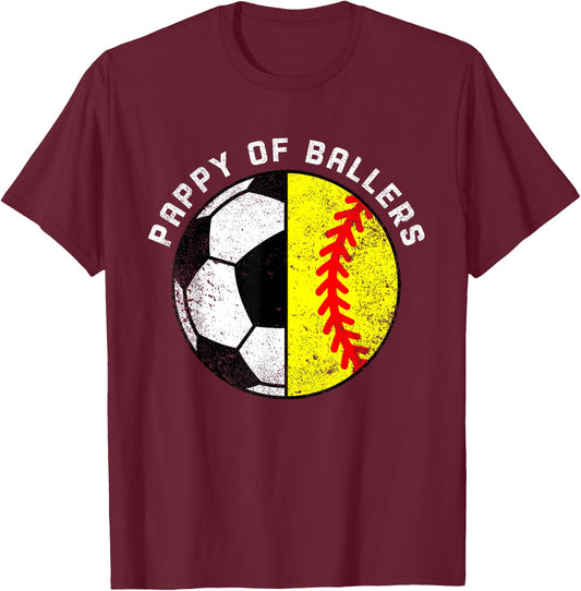 Pappy Of Ballers Funny Soccer Softball Pappy T-Shirt - T-Shirt | Maroon