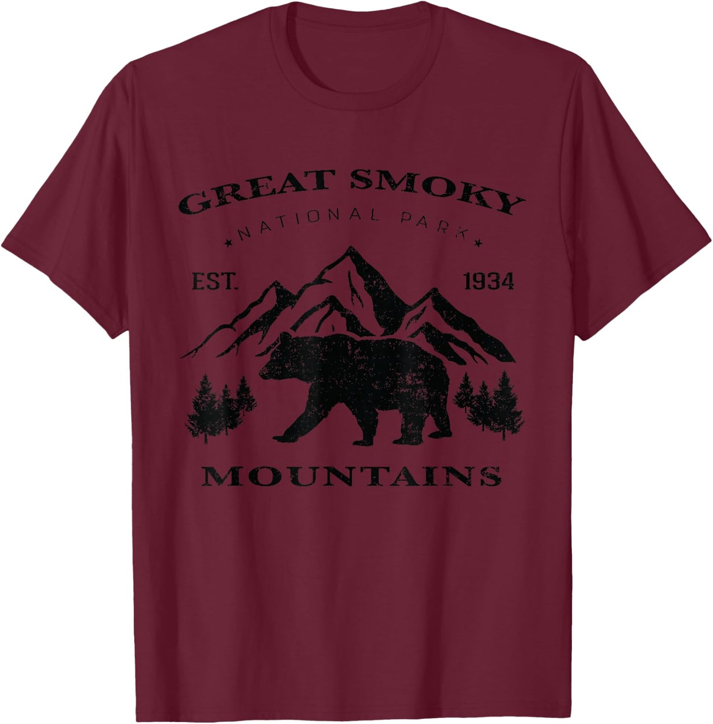 Vintage Great Smoky Mountains National Park kids Hiking T-Shirt - T-Shirt | Maroon