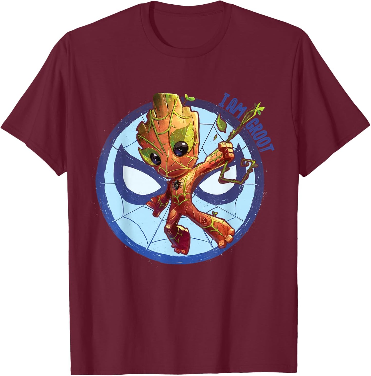 Marvel 85th Anniversary I Am Groot Spider-Man Impression T-Shirt - T-Shirt | Maroon