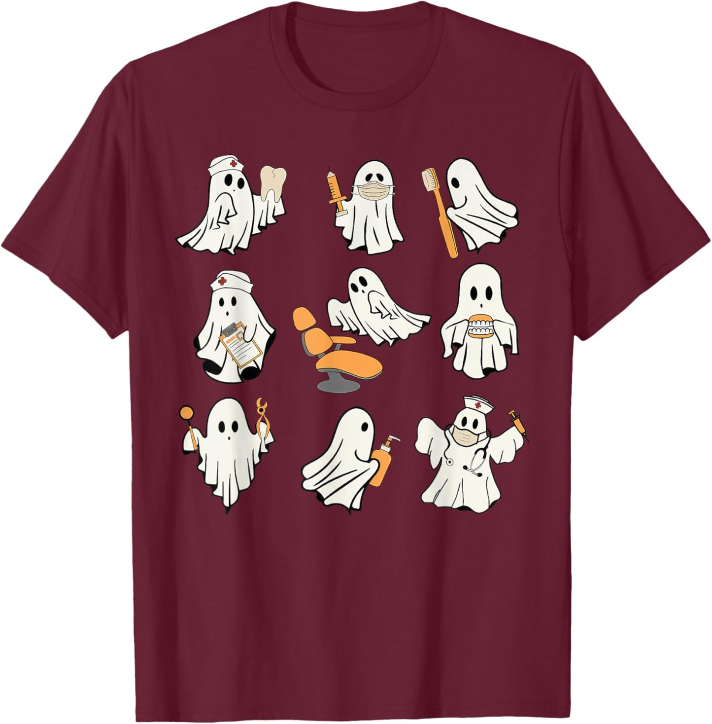 Halloween Dentist Dental Assistant Dental Hygiene T-Shirt - T-Shirt | Maroon