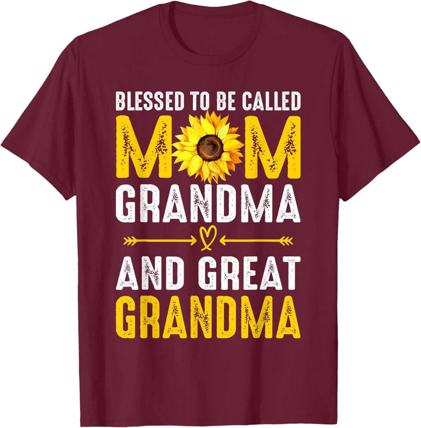 Blessed To Be Called Mom Grandma Great Grandma Mother's Day T-Shirt - T-Shirt | Maroon