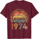 50 Years Old Vintage Retro November 1974 Birthday Men Women T-Shirt - T-Shirt | Maroon