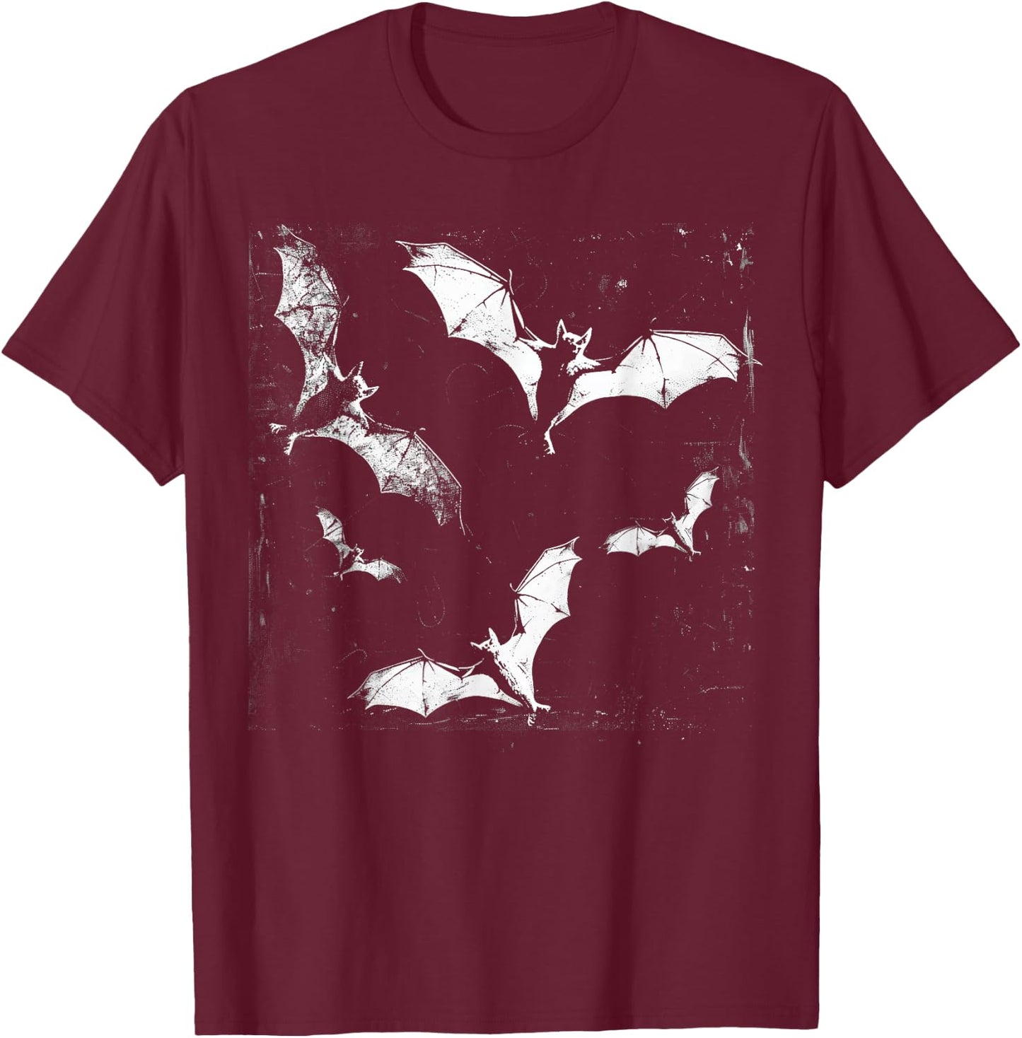 Bats Vampire Horror Spooky Art Halloween Goth Alt Aesthetic T-Shirt - T-Shirt | Maroon