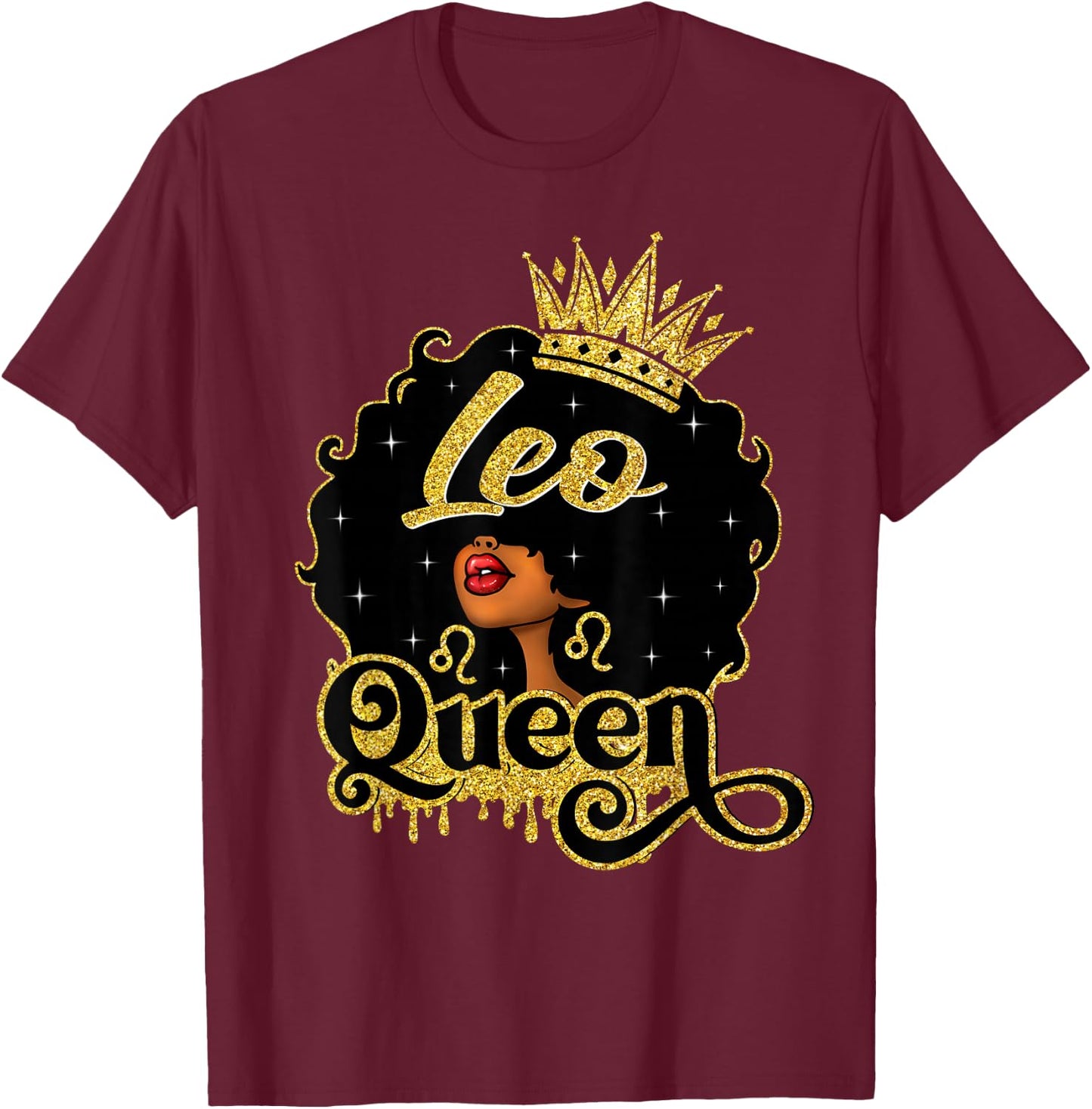 Leo Queen African American Afro Women It's My Birthday T-Shirt - T-Shirt | Maroon