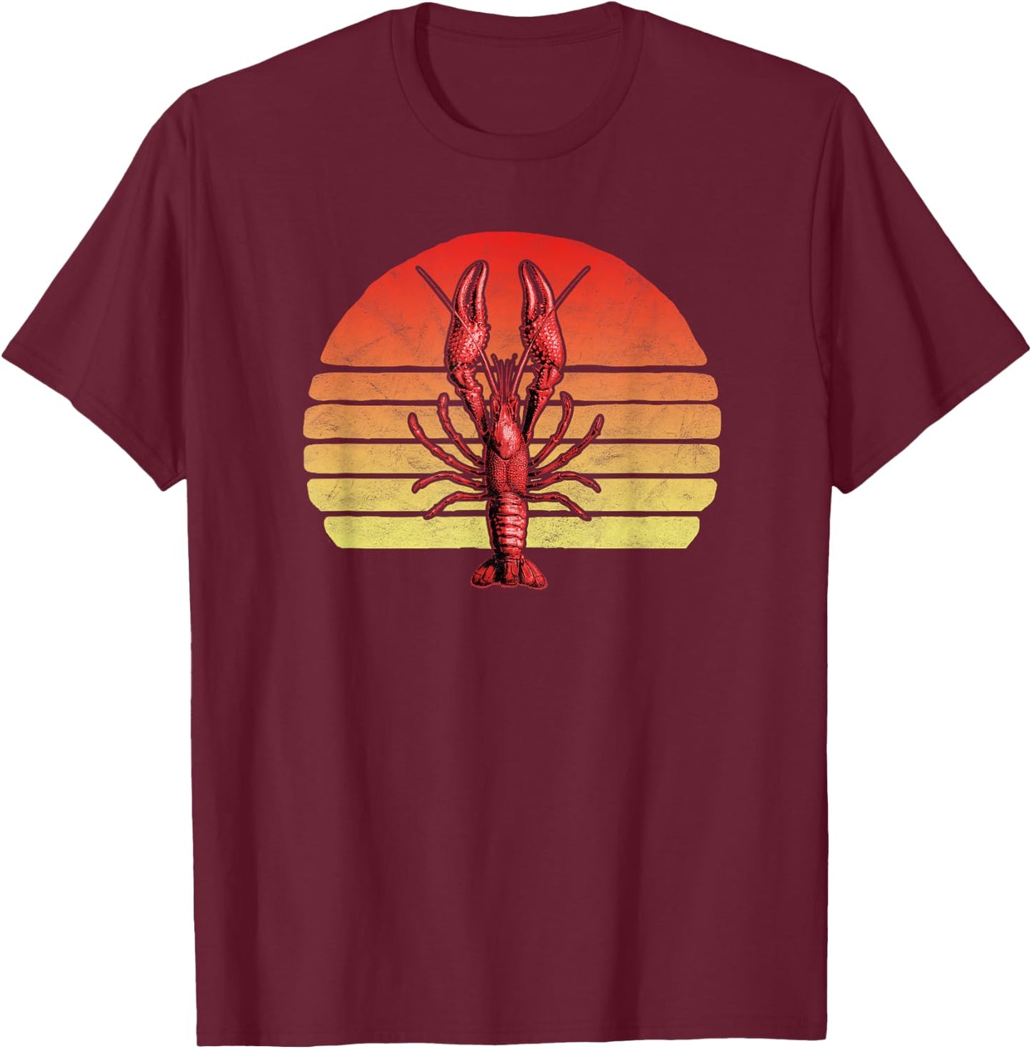 Vintage Crawdad 80s Style Graphic Louisiana Crayfish T-Shirt - T-Shirt | Maroon