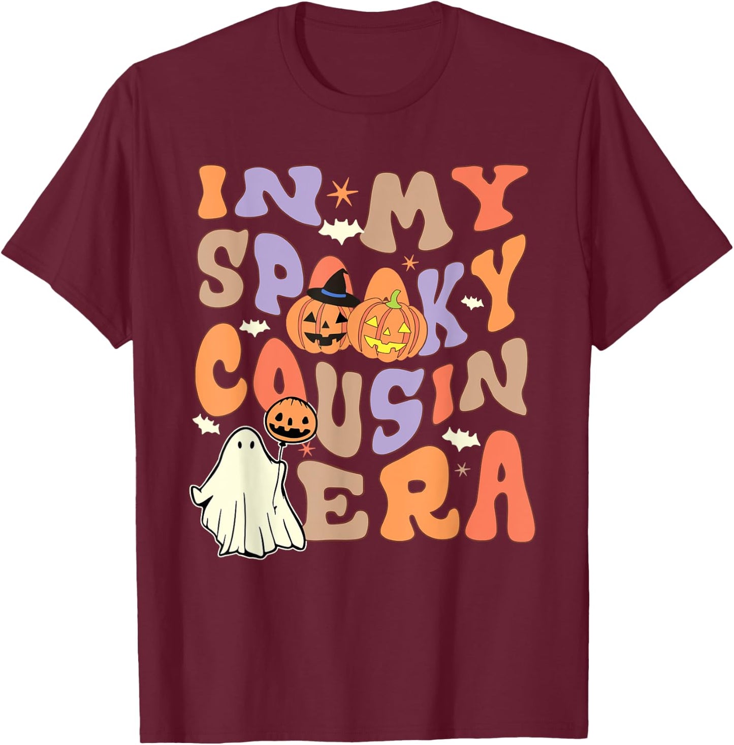 In My Spooky Cousin Era Spooky Ghost Family Matching T-Shirt - T-Shirt | Maroon