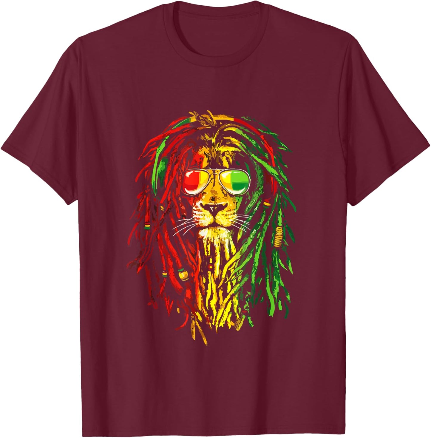 Reggae Music lovers , Jamaican royal lion T-Shirt - T-Shirt | Maroon