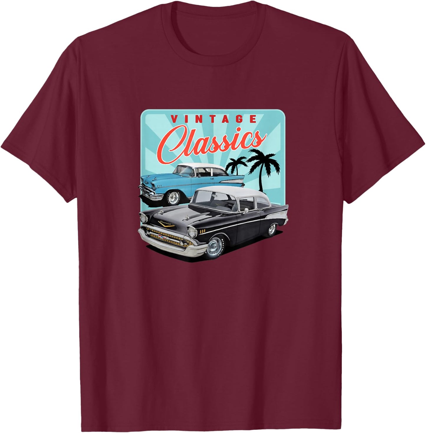 55 56 57 Chevys Truck bel air vintage cars T-Shirt - T-Shirt | Maroon