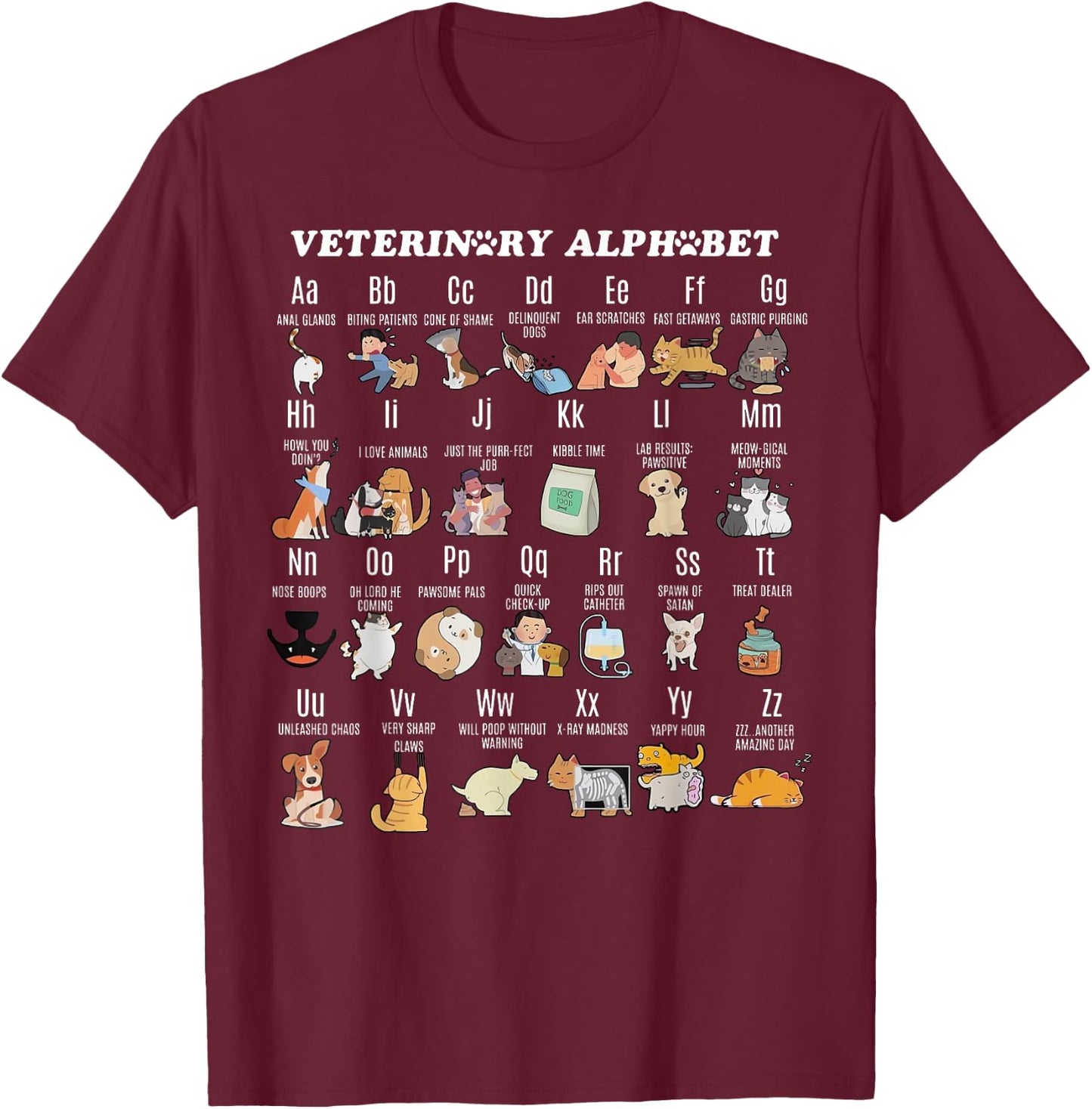 Veterinary Medicine Alphabet Vet Nurse Student School T-Shirt - T-Shirt | Maroon