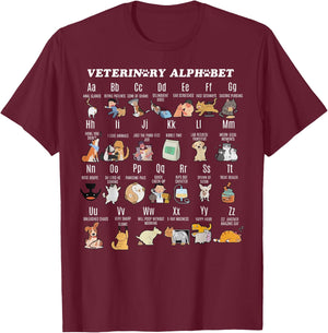 Veterinary Medicine Alphabet Vet Nurse Student School T-Shirt - T-Shirt | Maroon
