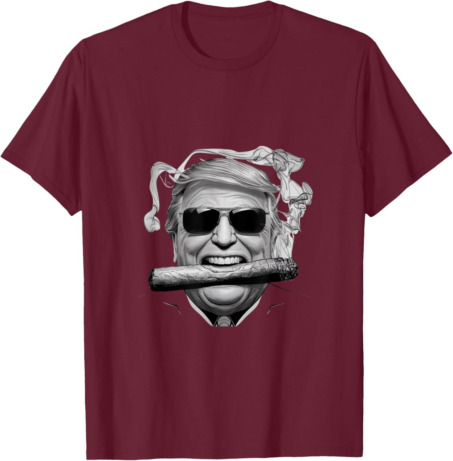 Motorcycle Trump Trump with a Cigar Victory X-Small Black Cartoon T-Shirt - T-Shirt | Maroon