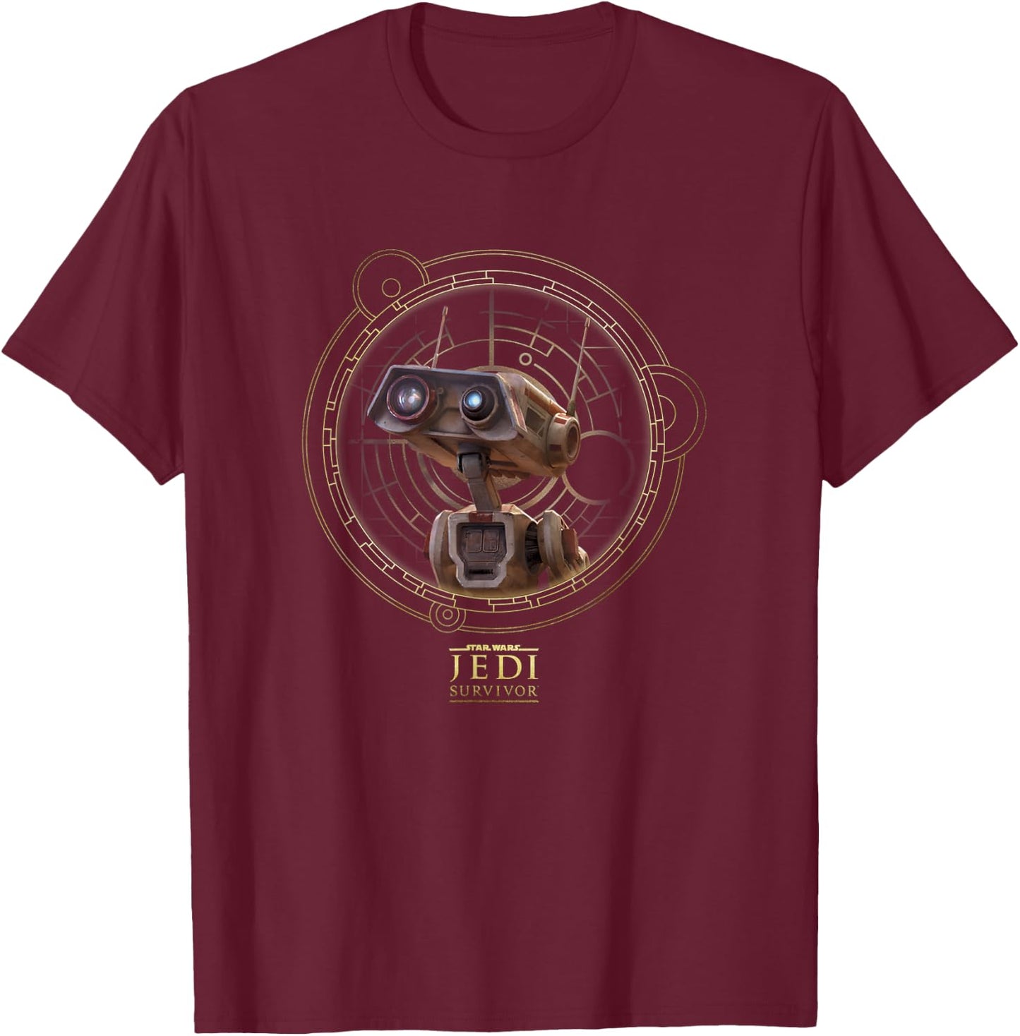 Star Wars Jedi: Survivor BD-1 Circle Vintage Portrait T-Shirt - T-Shirt | Maroon