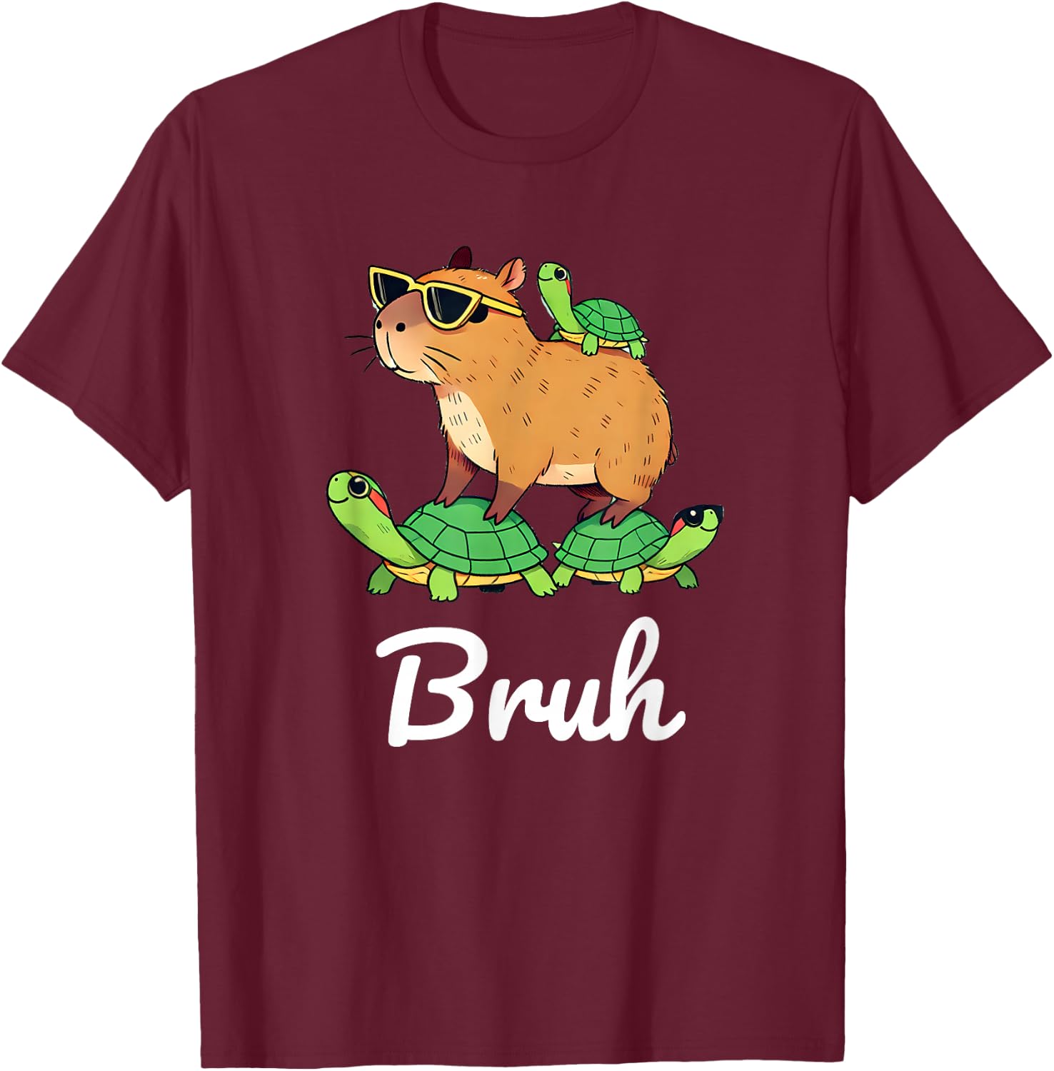 Bruh Capybara Capybaras meme Retro Lover Gifts Rodent Funny T-Shirt - T-Shirt | Maroon