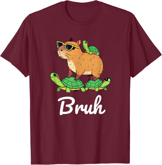 Bruh Capybara Capybaras meme Retro Lover Gifts Rodent Funny T-Shirt - T-Shirt | Maroon