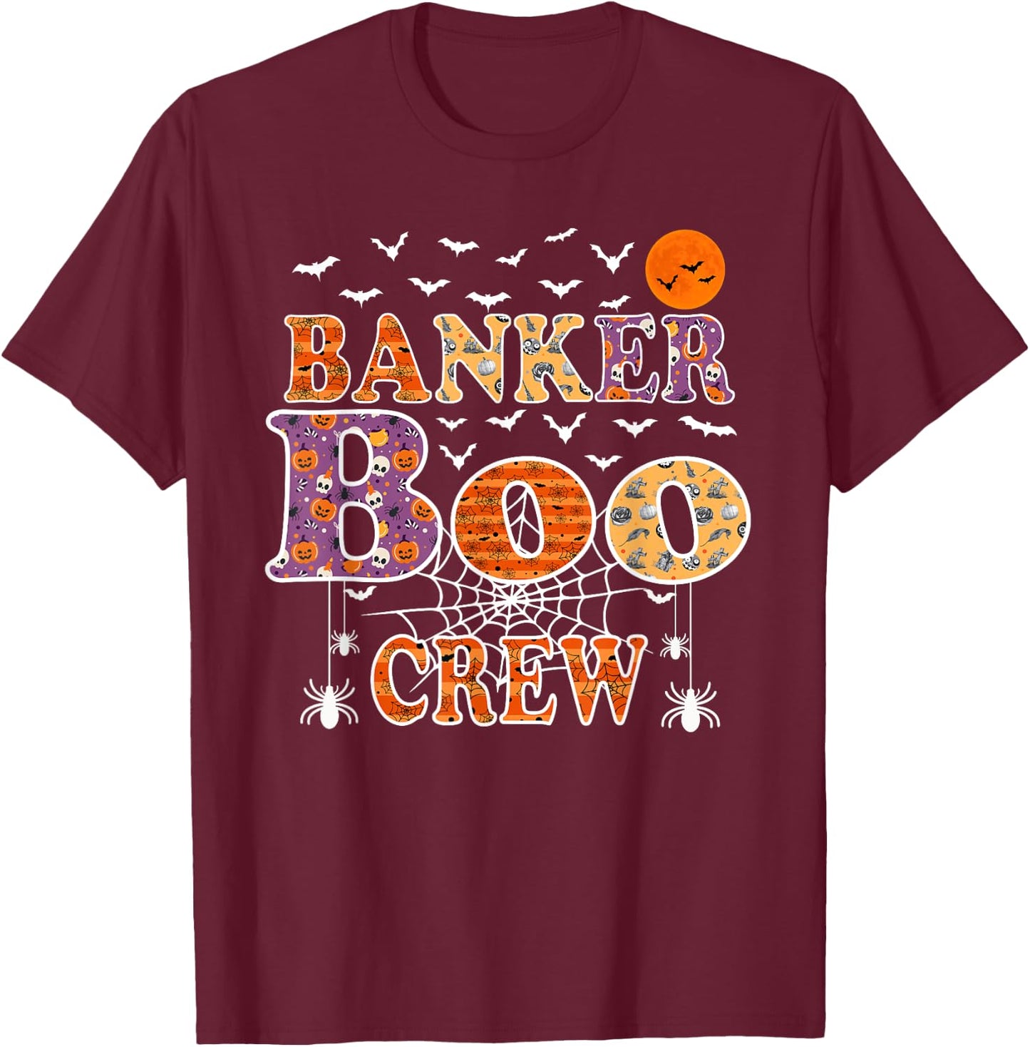 Banker Boo Crew Shirt Funny Halloween Costume T-Shirt - T-Shirt | Maroon