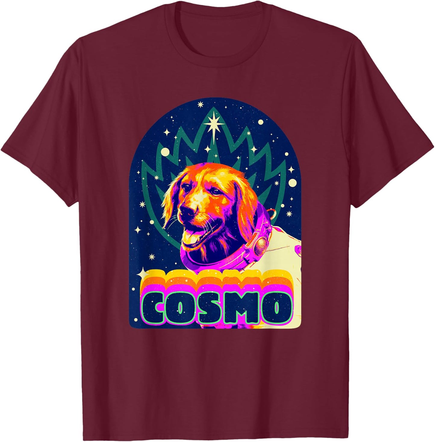 Marvel Guardians of the Galaxy Vol. 3 Cosmo Space Dog Retro T-Shirt - T-Shirt | Maroon