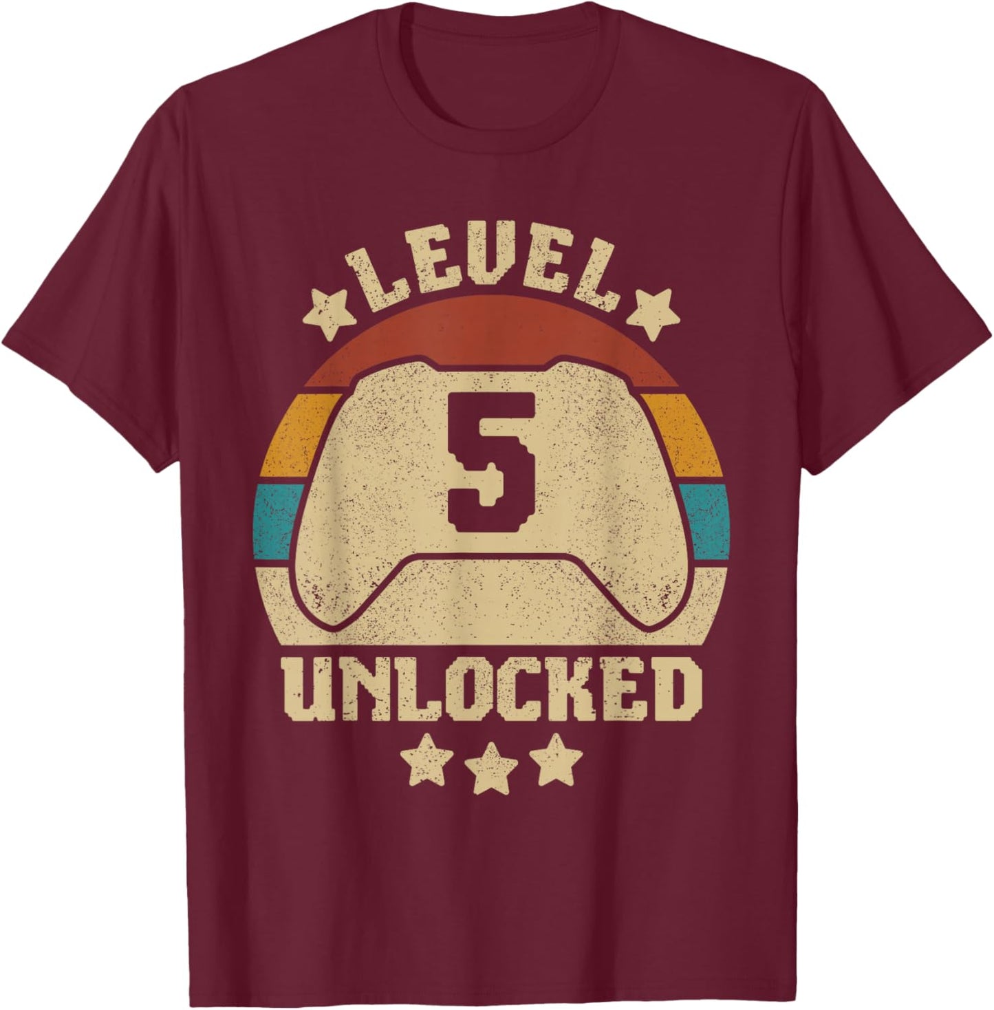 Level 5 Unlocked 5 Year Old Girl Boy Kid Outfit 5th Birthday T-Shirt - T-Shirt | Maroon