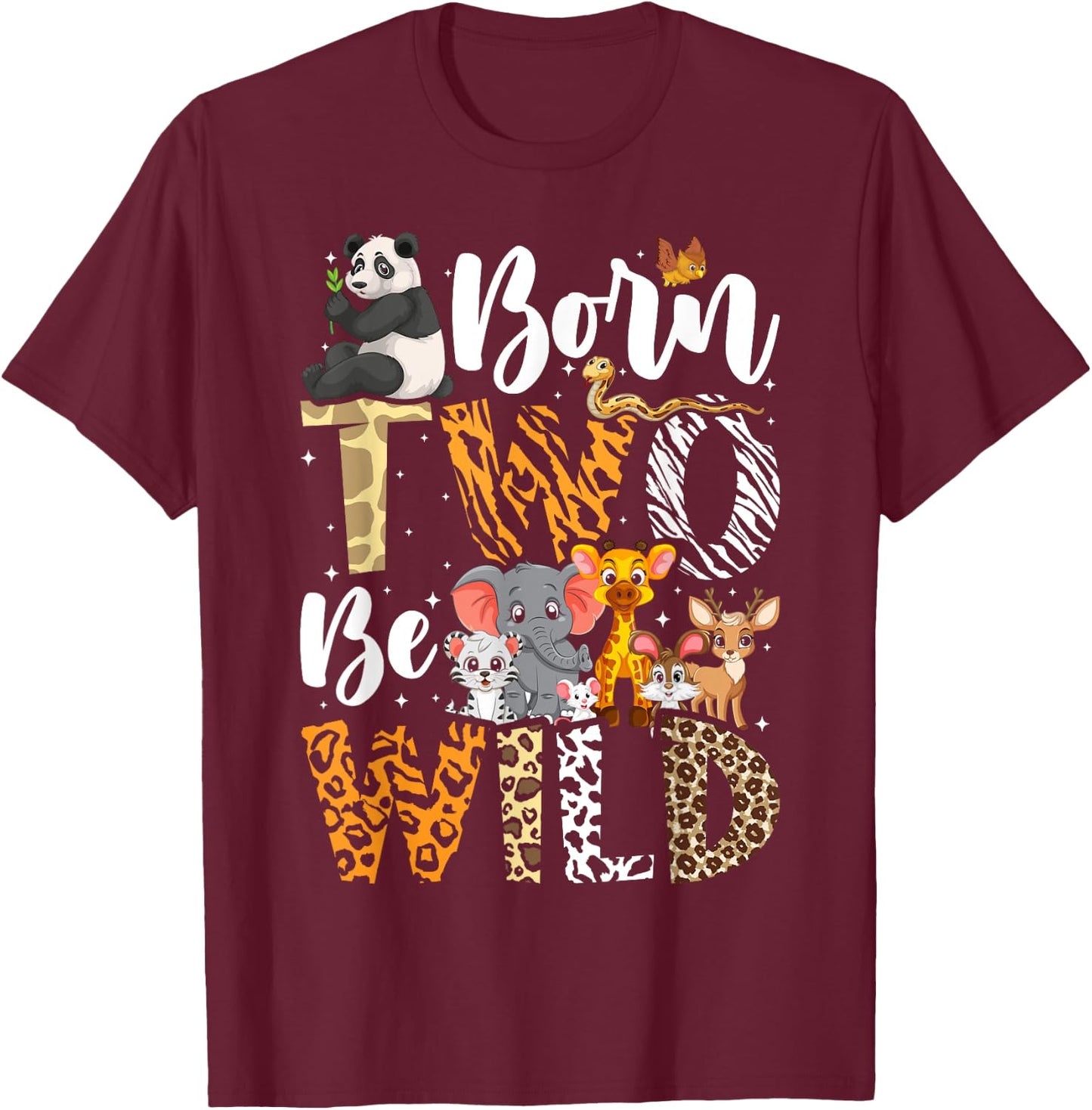 Born 2 Be Wild Birthday Decorations Girl Boy Baby Lion 2nd T-Shirt - T-Shirt | Maroon