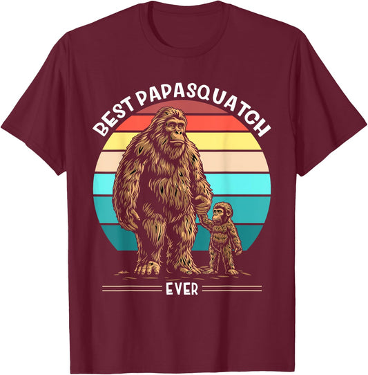 Best Papa Squatch Ever Father's Day Bigfoot Papa T-Shirt - T-Shirt | Maroon