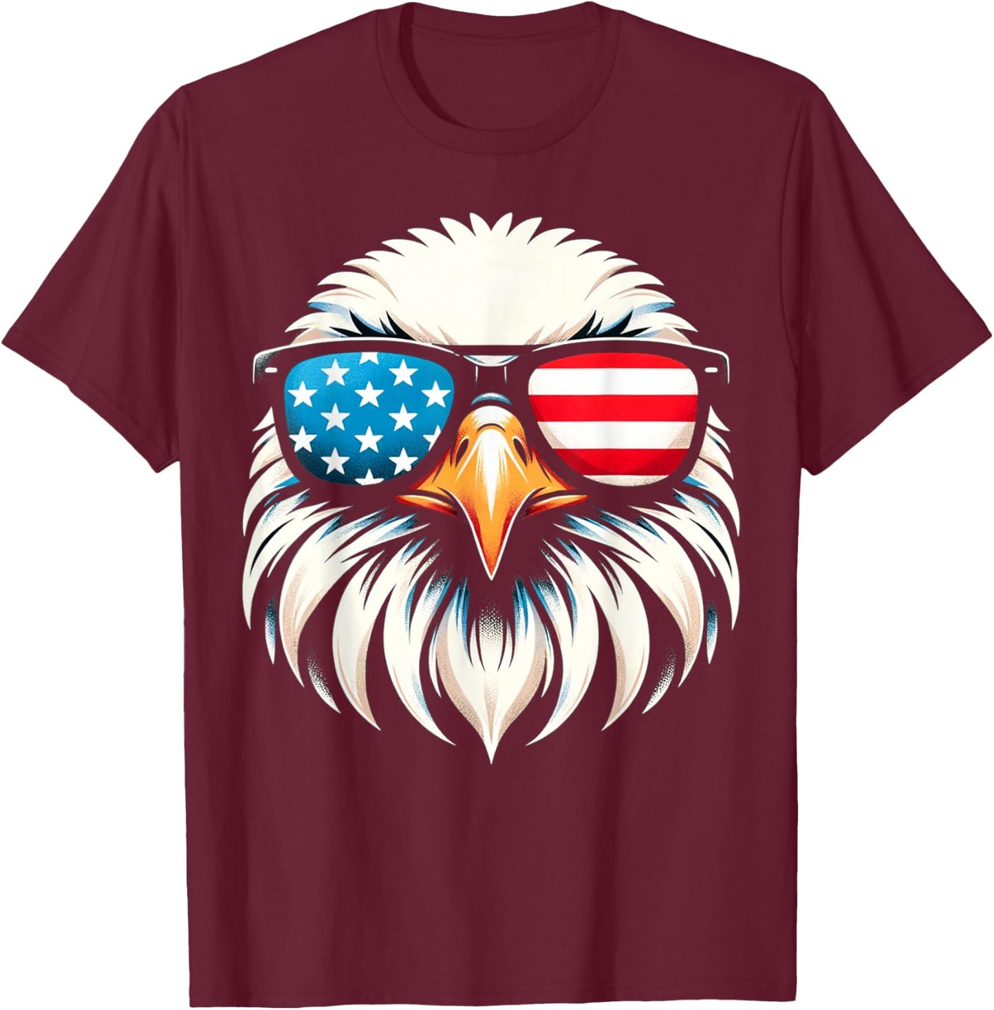 Patriotic Eagle Red White Blue USA Flag Eagle 4th of July T-Shirt - T-Shirt | Maroon