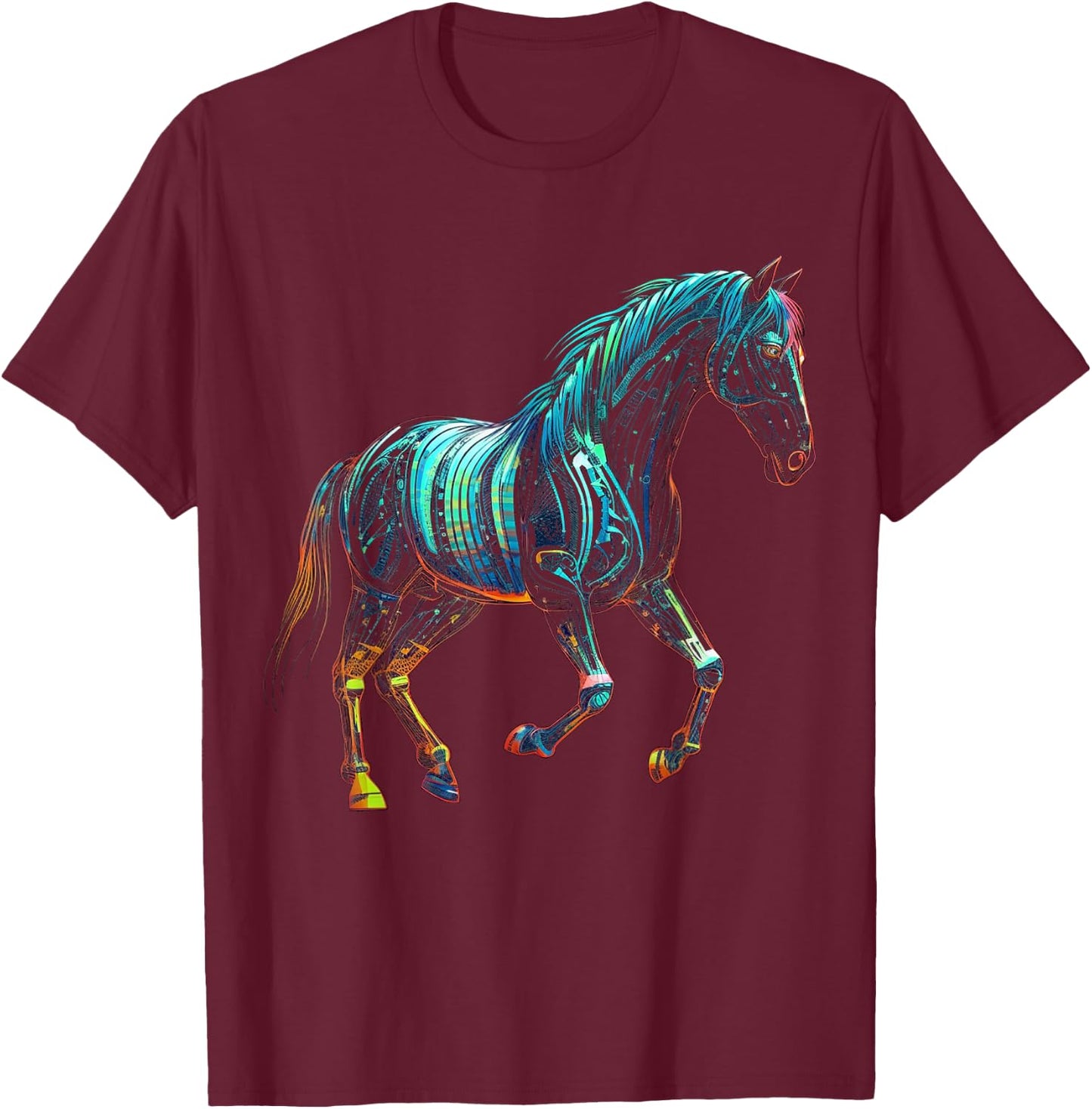Horse artwork, animal horse T-Shirt - T-Shirt | Maroon