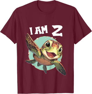 2 Years old 2 birthday Sea Turtles Boy Girl Sea Turtle T-Shirt - T-Shirt | Maroon