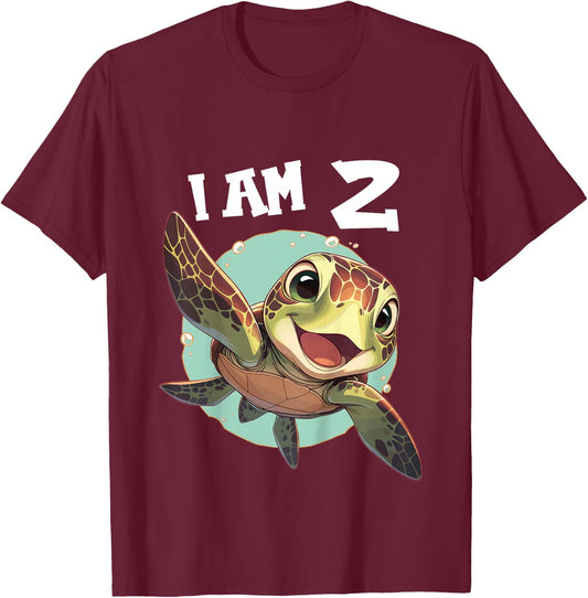 2 Years old 2 birthday Sea Turtles Boy Girl Sea Turtle T-Shirt - T-Shirt | Maroon
