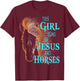 Christian THIS GIRL RUNS ON JESUS & HORSES Equestrian Rider T-Shirt - T-Shirt | Maroon