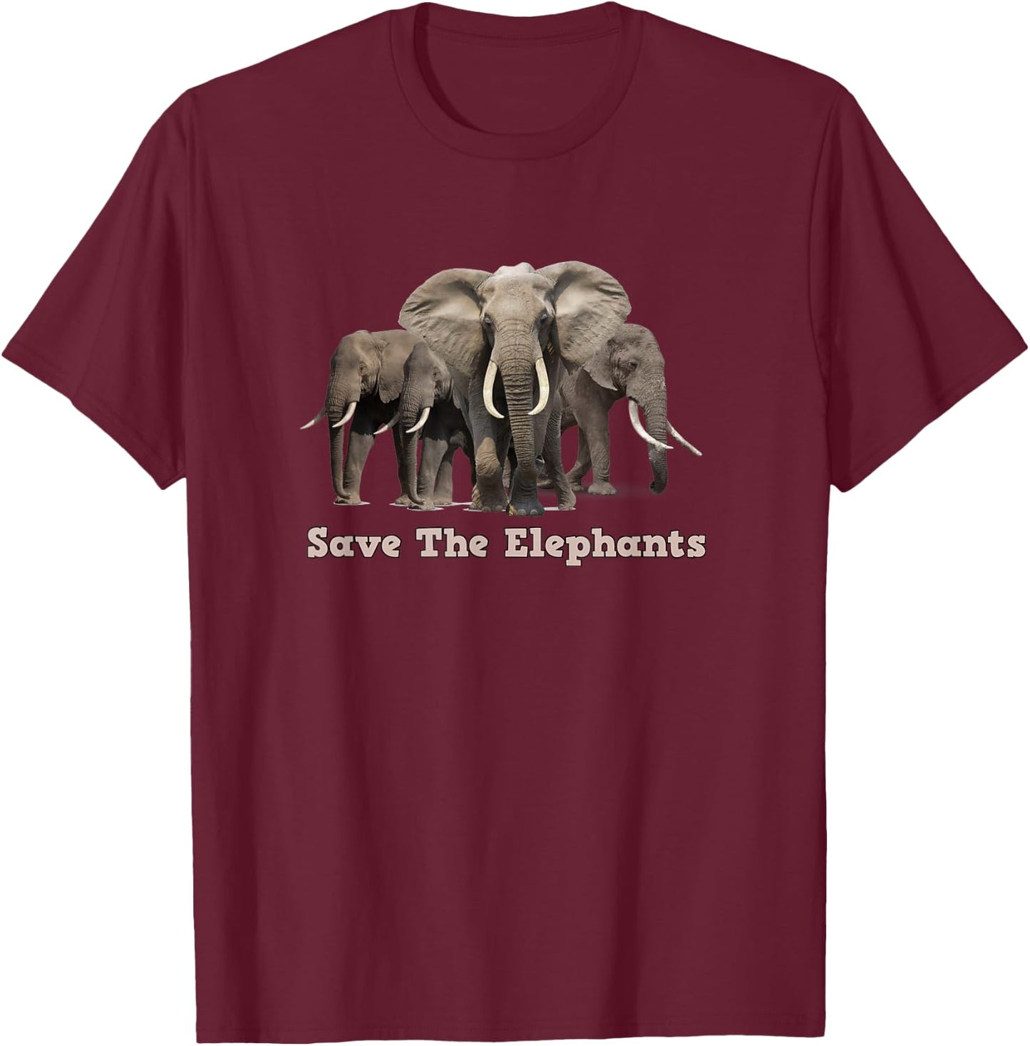 Save The Elephants T-Shirt - T-Shirt | Maroon
