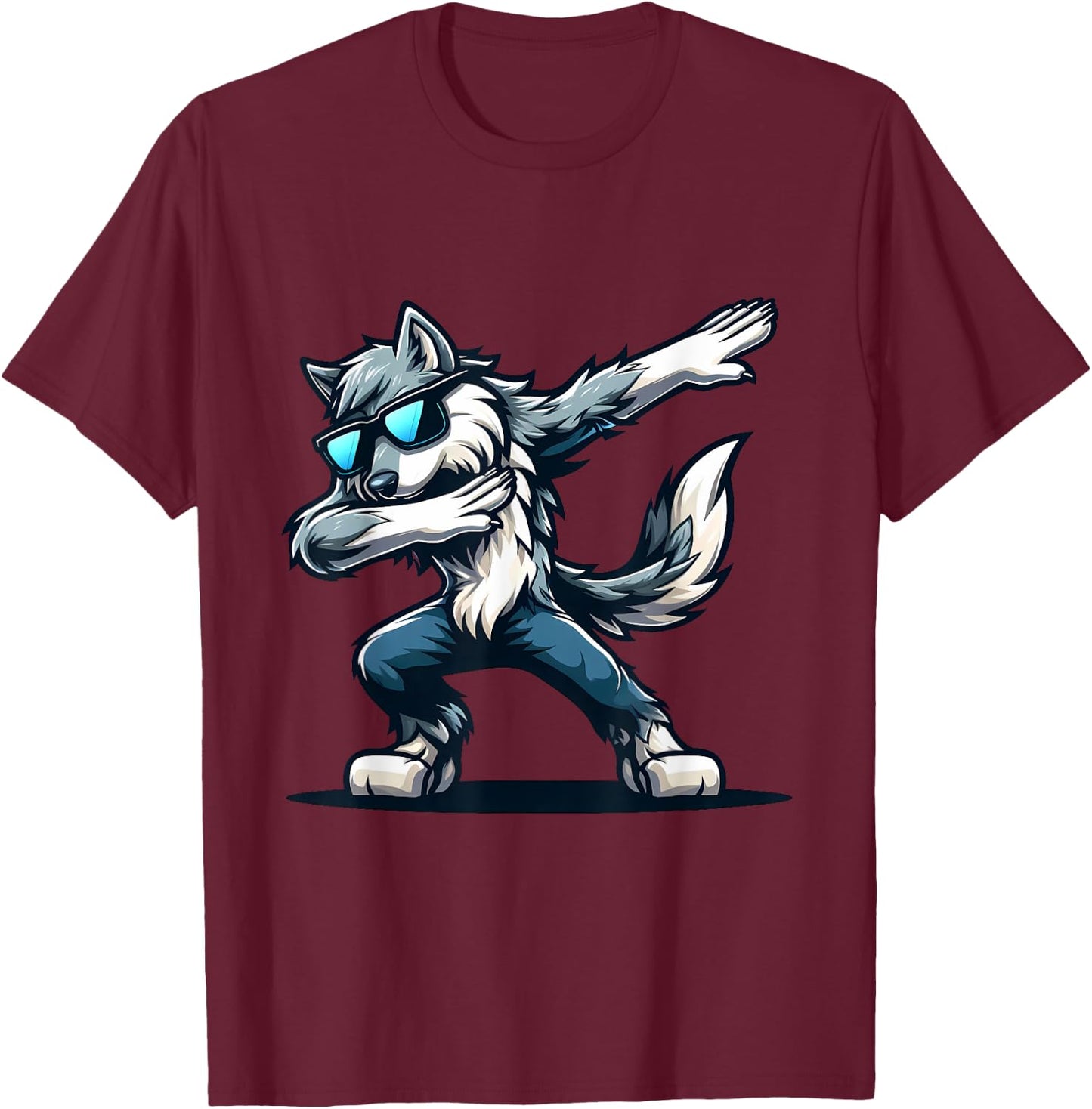 Funny Dab Timber Wolf Dancing Dabbing Wolf T-Shirt - T-Shirt | Maroon