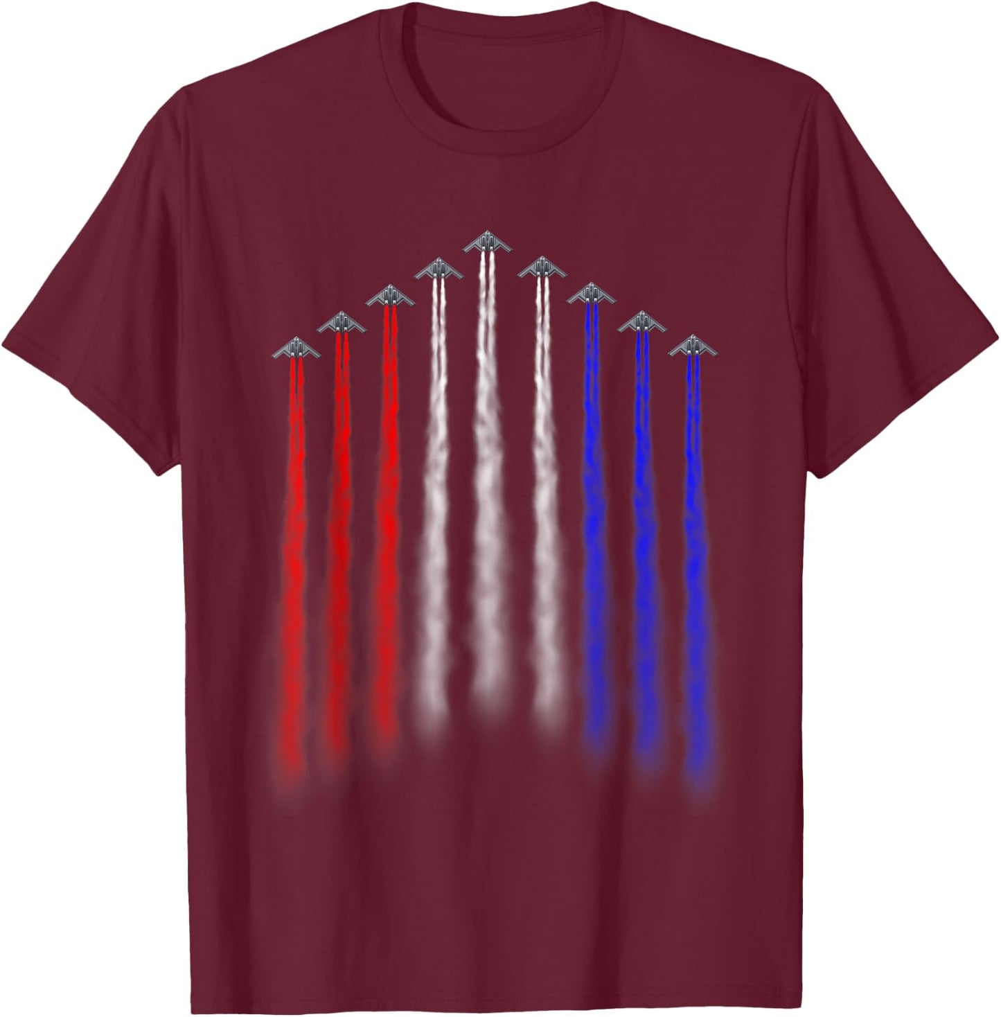 American Independence Bomber Jet Patriotic 4th of July T-Shirt - T-Shirt | Maroon