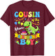 Cousin Of The Birthday Boy T-Rex Dinosaur Birthday Groovy T-Shirt - T-Shirt | Maroon