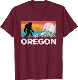 Oregon Pride Bigfoot Mountains 80's Vintage Nature Oregon T-Shirt - T-Shirt | Maroon