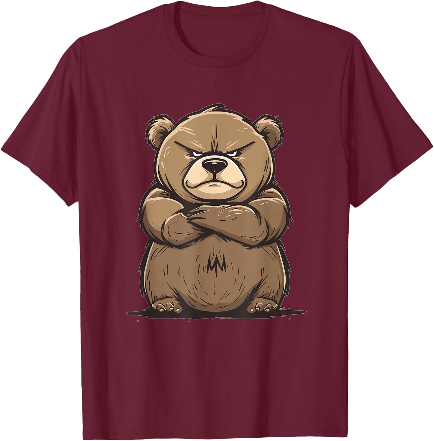 Grumpy Grizzly Bear T-Shirt - T-Shirt | Maroon