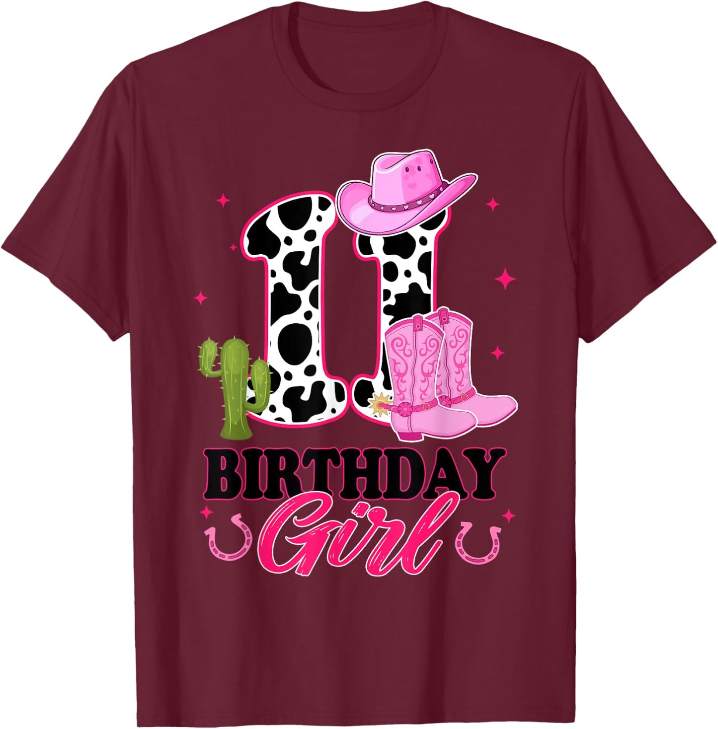 11th Birthday Girl Rodeo Western 11 Year Old Cowgirl T-Shirt - T-Shirt | Maroon