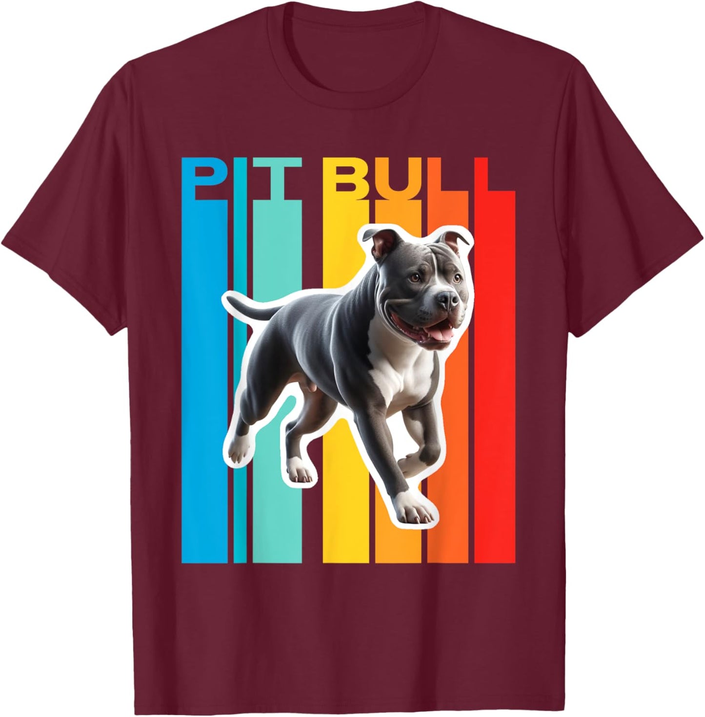 Colorful Pit Bull T-Shirt - T-Shirt | Maroon