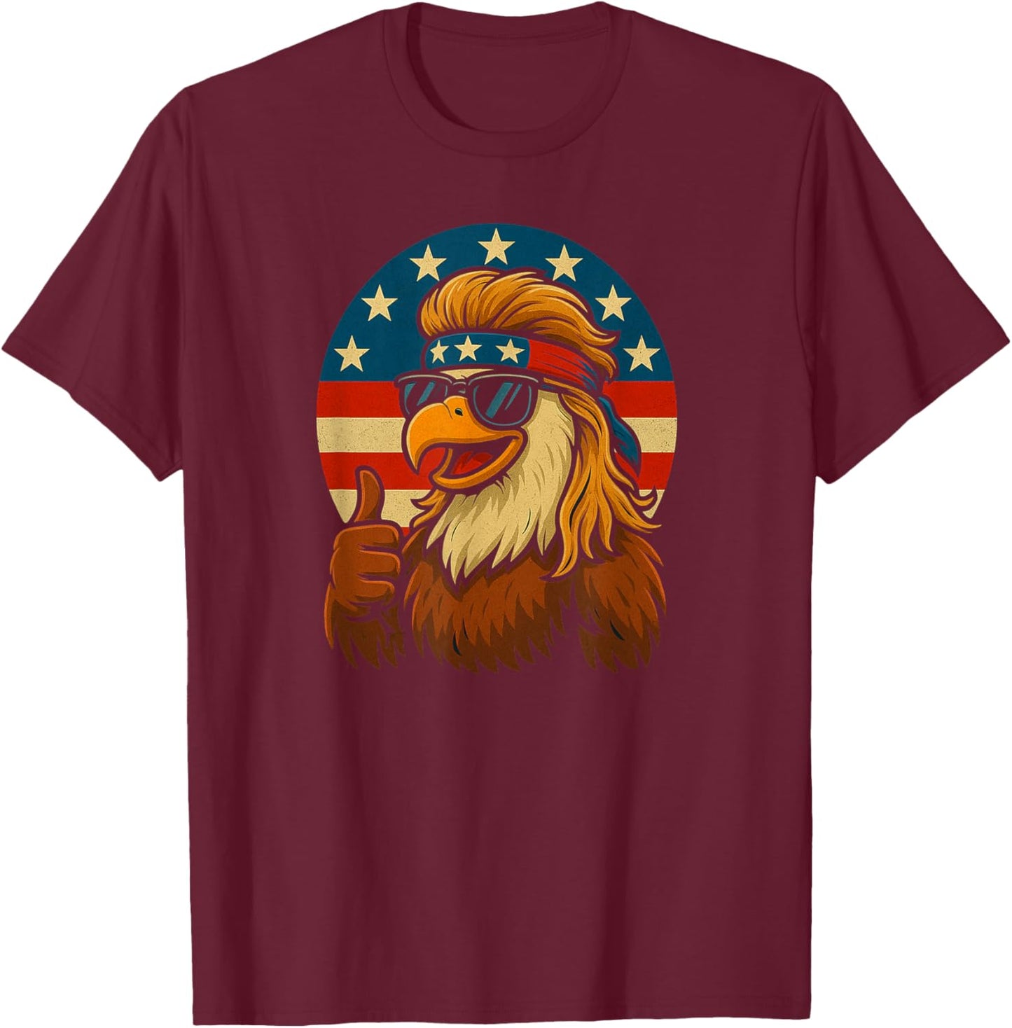 Patriotic Bald Eagle Mullet USA MERICA T-Shirt - T-Shirt | Maroon
