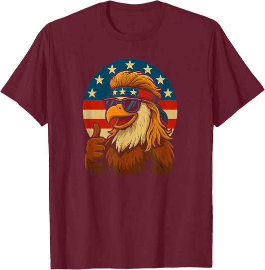 Patriotic Bald Eagle Mullet USA MERICA T-Shirt - T-Shirt | Maroon
