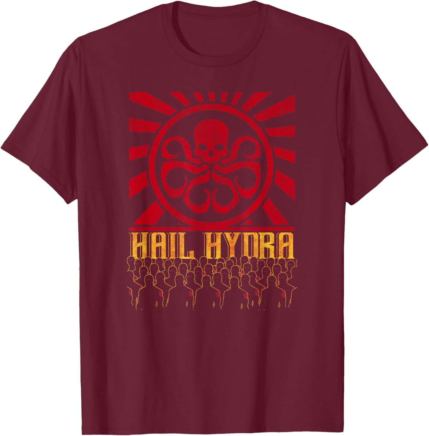 Marvel Comics Hail Hydra Army Propaganda Vintage Poster T-Shirt - T-Shirt | Maroon