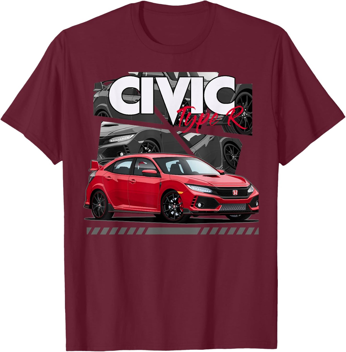 Civic Type R FK8 Japanese Car , Small, Black T-Shirt - T-Shirt | Maroon