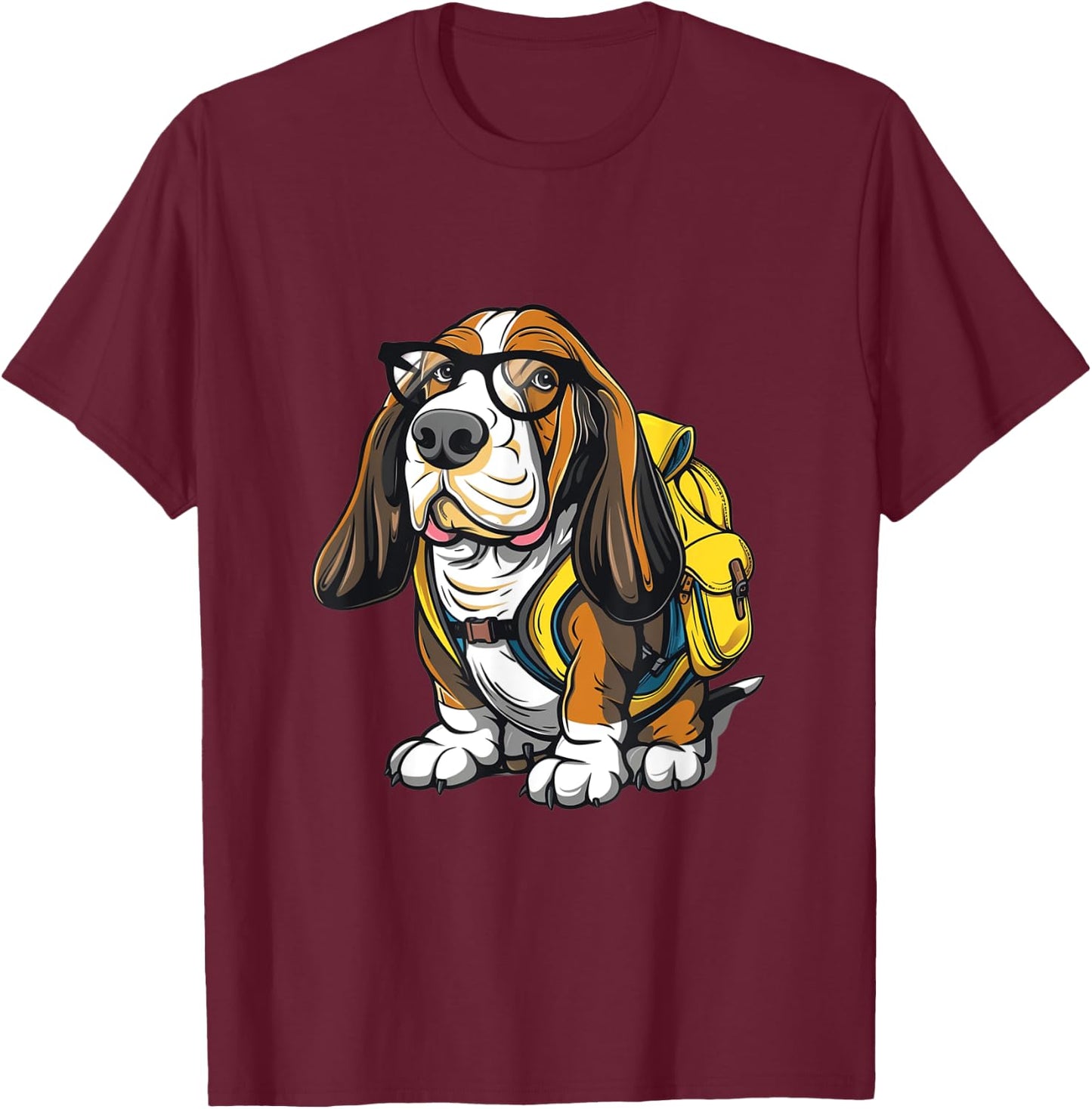Bassett Hound Back To School Dog First Day Boys Girls Kids T-Shirt - T-Shirt | Maroon